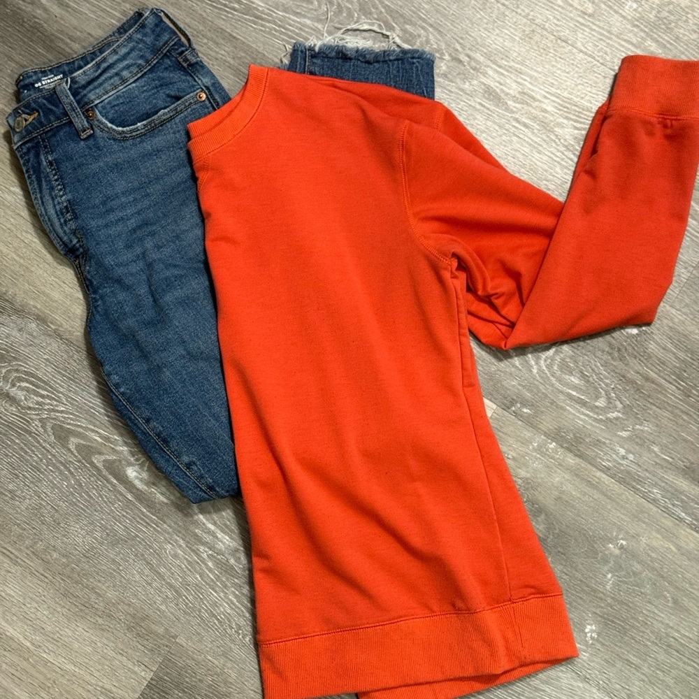 Orange Sweatshirt (jeans not included)